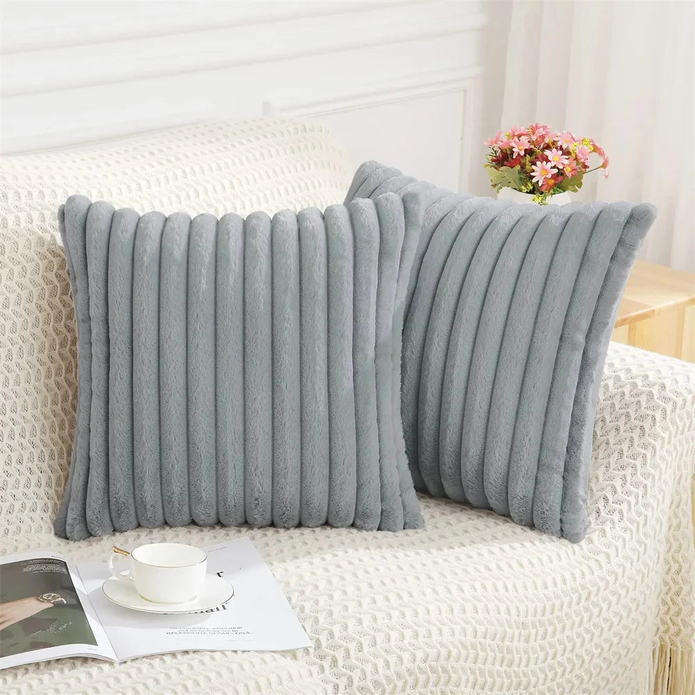 Striped Flannel Fleece Pillow Covers