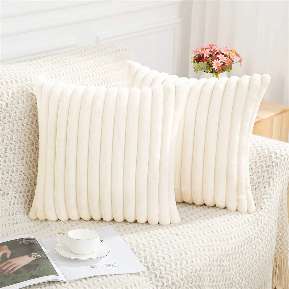 Striped Flannel Fleece Pillow Covers