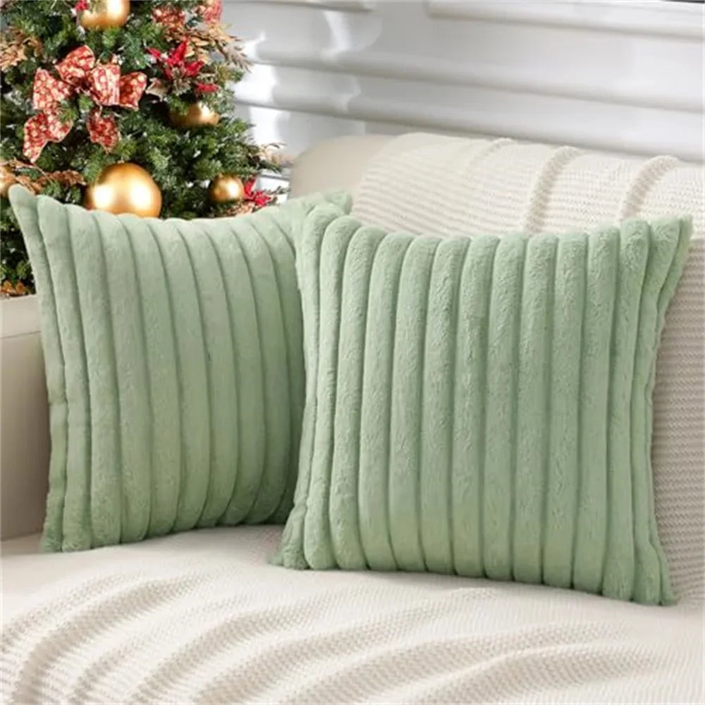 Striped Flannel Fleece Pillow Covers