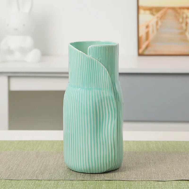 Nordische Gerollte Vase - Aquagrün - Vivari Livings