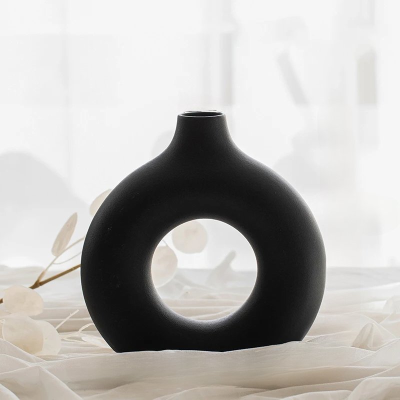 Nordische Kreisförmige Vase | M - Schwarz - Vivari Livings